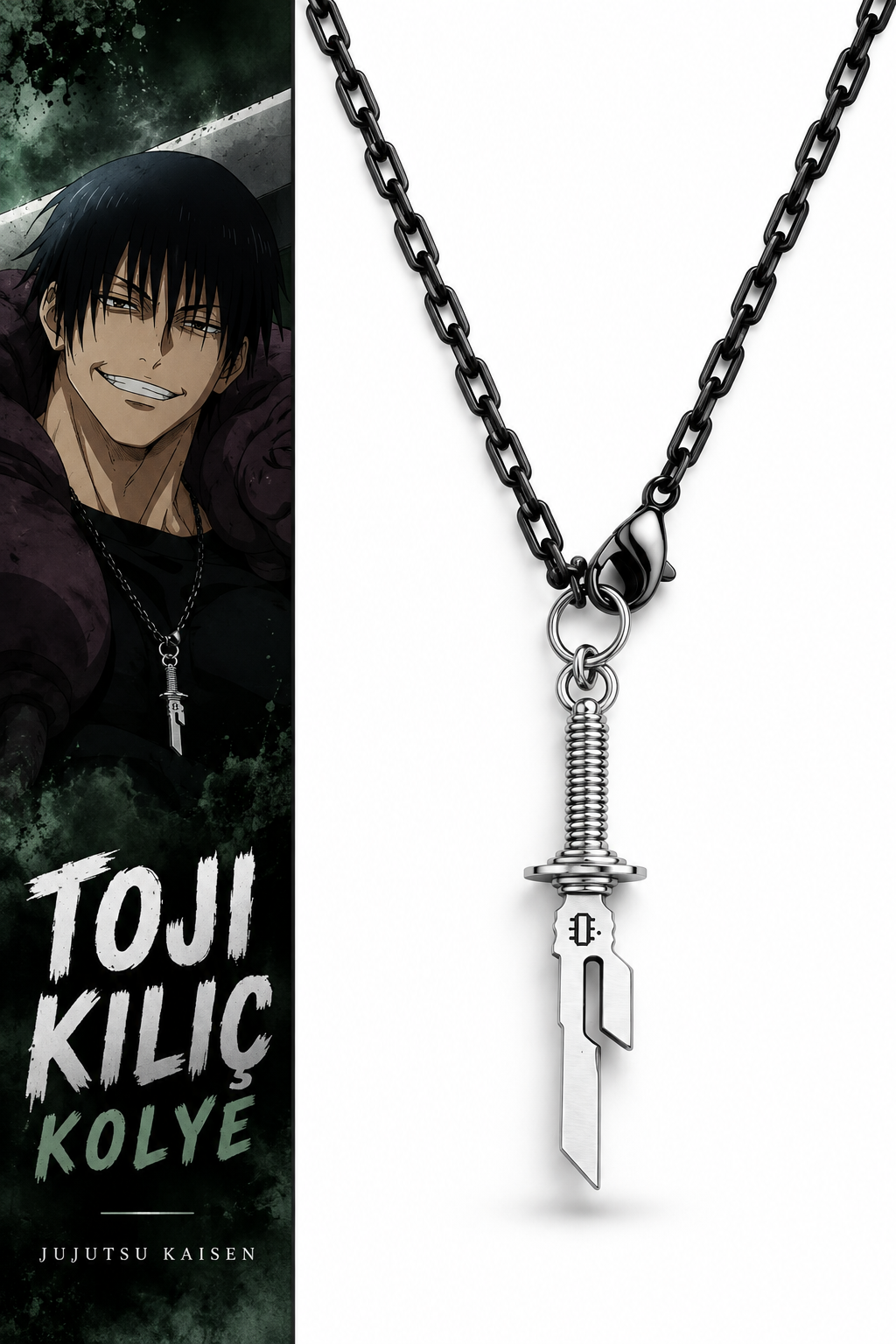 Jujutsu Kaisen Toji Kılıç Kolye (Siyah Zincir)