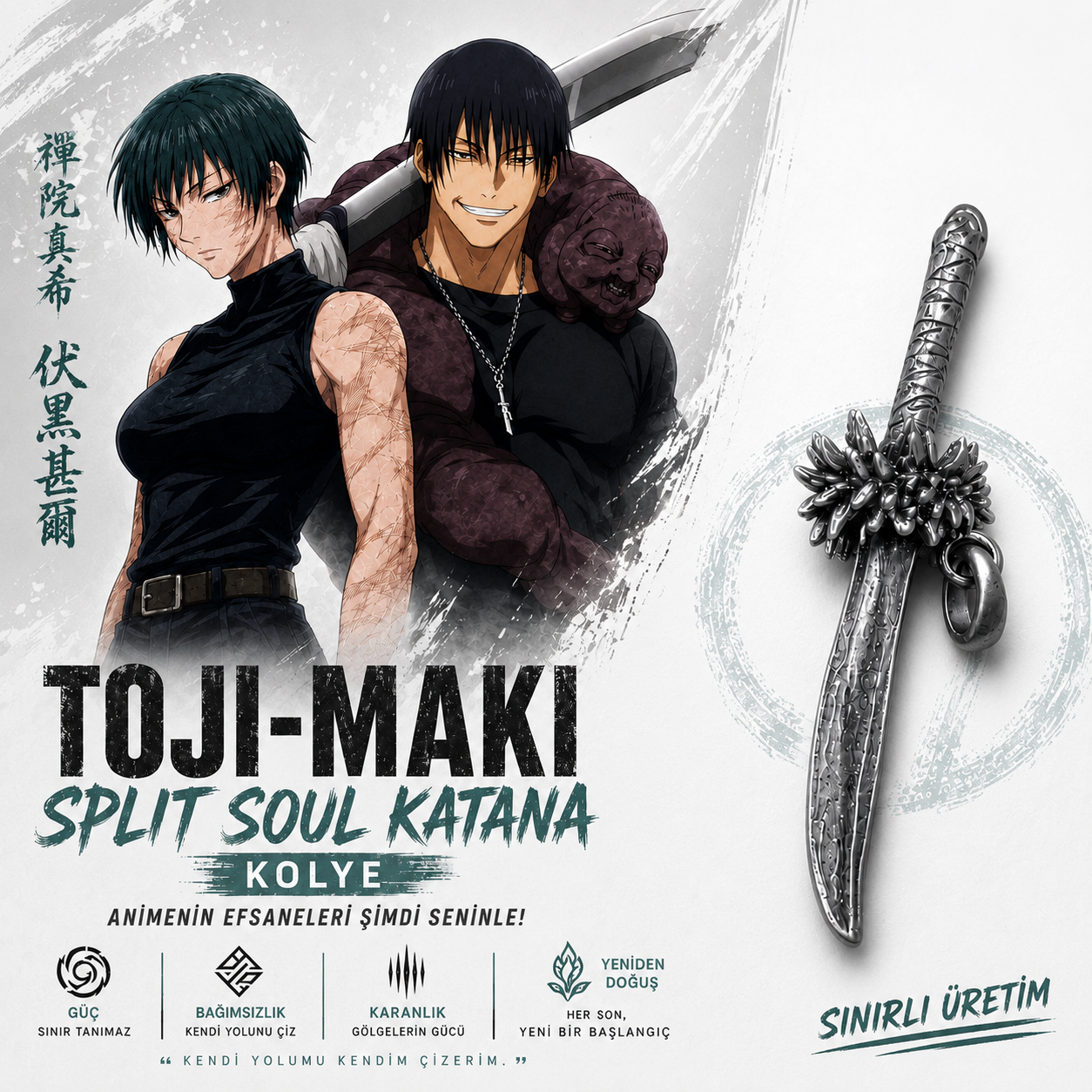 Jujutsu Kaisen Toji-Maki Split Soul Katana Kolye