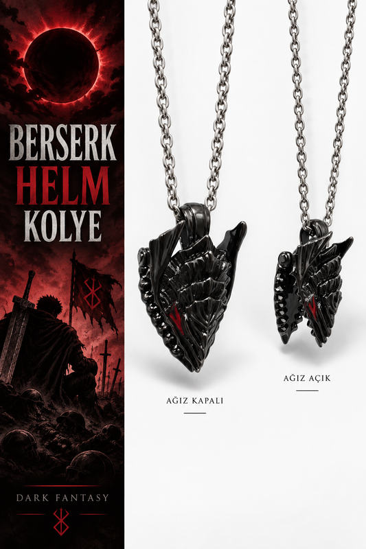 Berserk Helm Çelik Kolye (Ağız Kısmı Açılabilir)