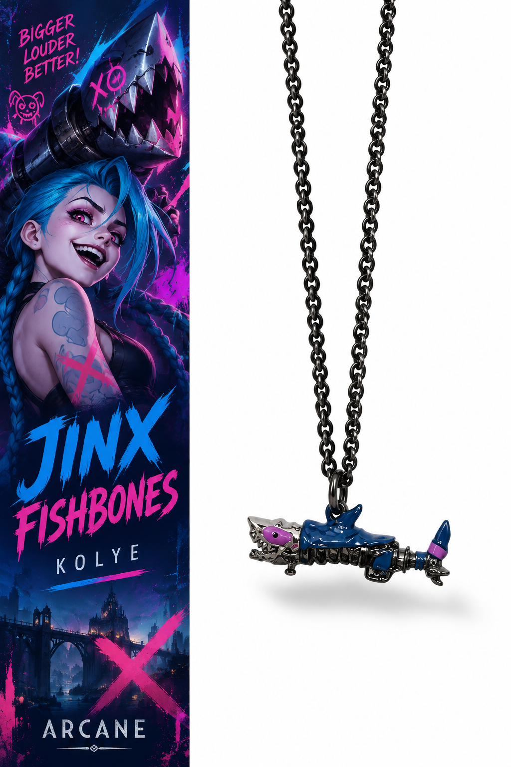 Arcane Jinx Fishbones Çelik Kolye