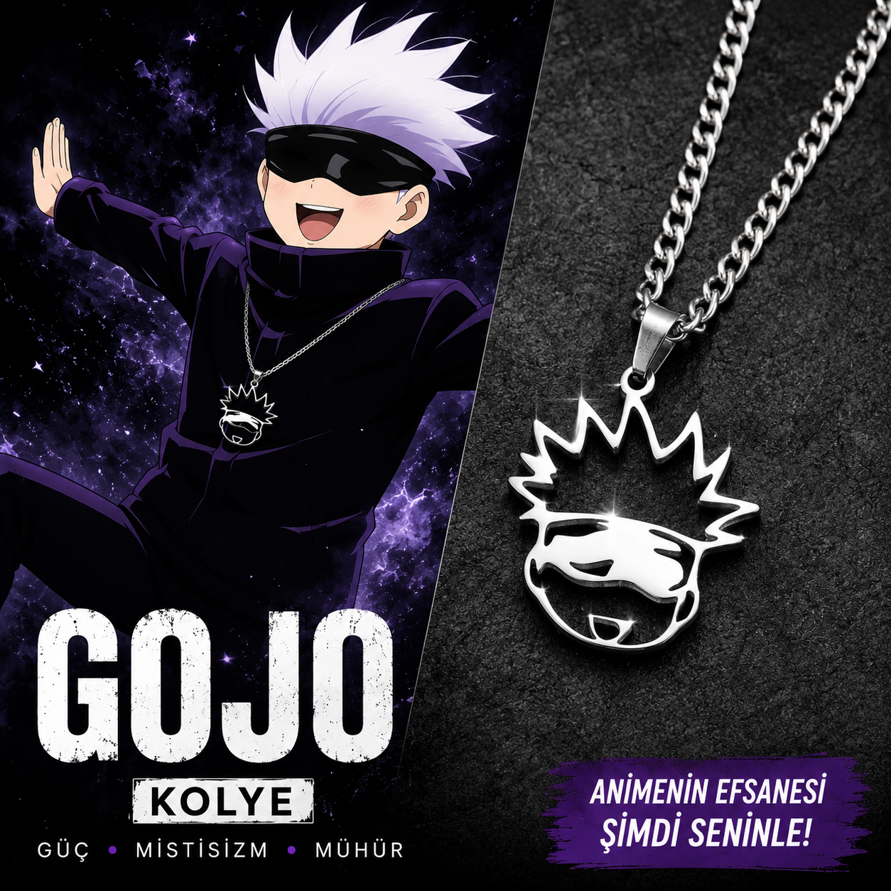 Jujutsu Kaisen Gojo Çelik Kolye
